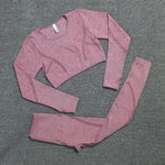 Long Sleeve Crop and High Waist Seamless Yoga Set