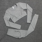 Long Sleeve Crop and High Waist Seamless Yoga Set