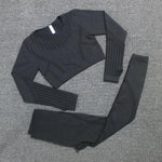 Long Sleeve Crop and High Waist Seamless Yoga Set