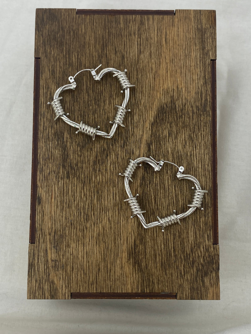 Winona Forever Barbed Wire Heart Earrings